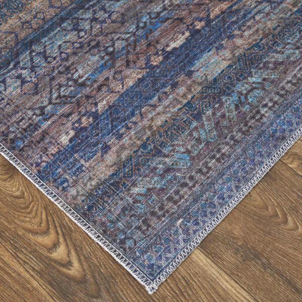 2' X 3' Blue Purple And Brown Floral Power Loom Area Rug