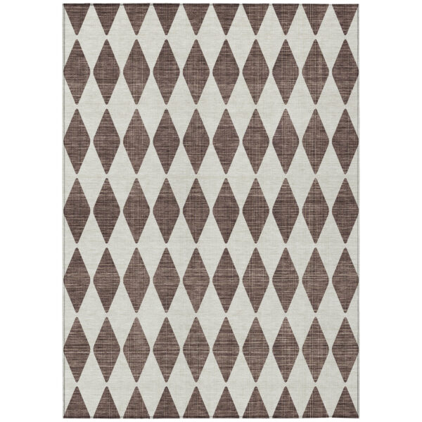 8' X 10' Brown Geometric Washable Indoor Outdoor Area Rug