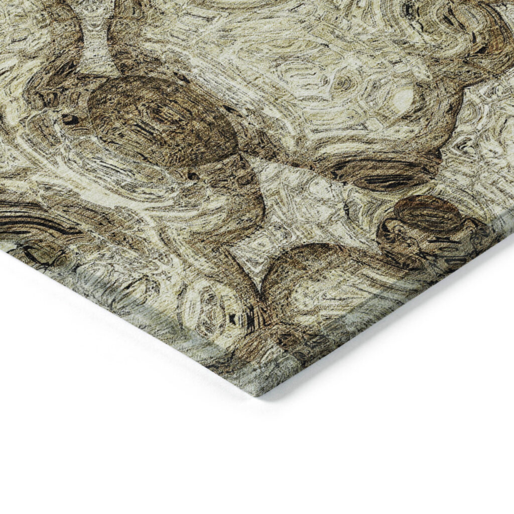 9' X 12' Beige Taupe And Brown Abstract Washable Indoor Outdoor Area Rug