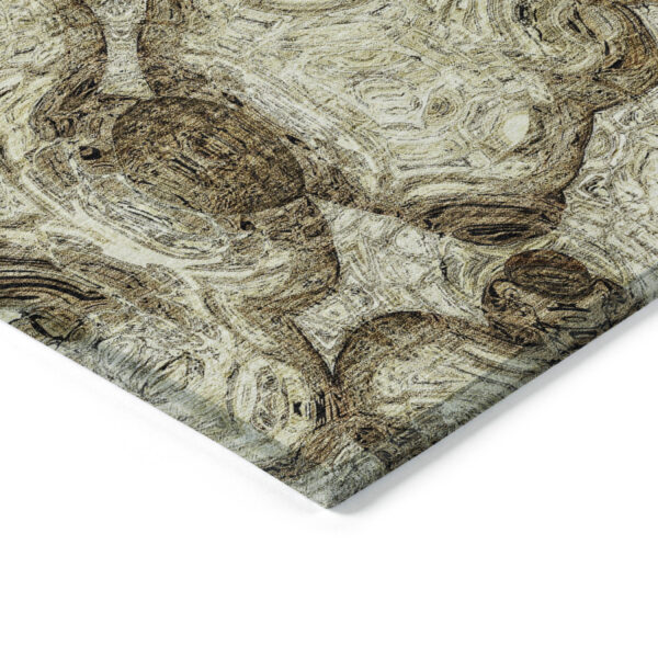 9' X 12' Beige Taupe And Brown Abstract Washable Indoor Outdoor Area Rug