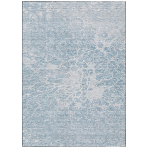 8' X 10' Sky Blue And Denim Blue Abstract Washable Indoor Outdoor Area Rug