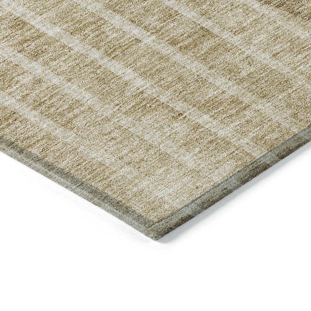 5' X 8' Brown Taupe And Ivory Striped Washable Indoor Outdoor Area Rug