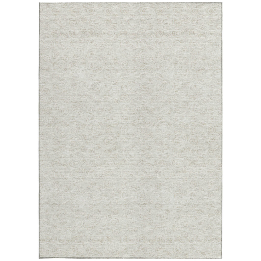 9' X 12' Ivory And Beige Geometric Washable Indoor Outdoor Area Rug
