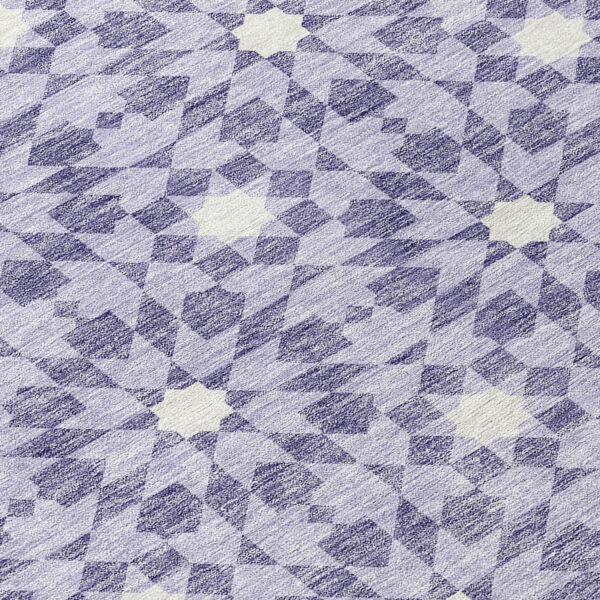 8' Lilac Purple And Ivory Round Floral Medallion Washable Indoor Outdoor Area Rug