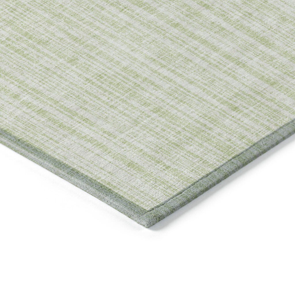 10' X 14' Mint Green And Ivory Striped Washable Indoor Outdoor Area Rug