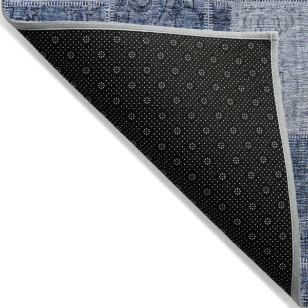 9' X 12' Blush Denim Blue And Sky Blue Patchwork Washable Indoor Outdoor Area Rug