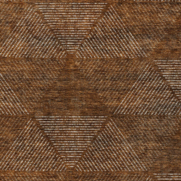 5' X 8' Terra Cotta Copper And Beige Geometric Washable Indoor Outdoor Area Rug