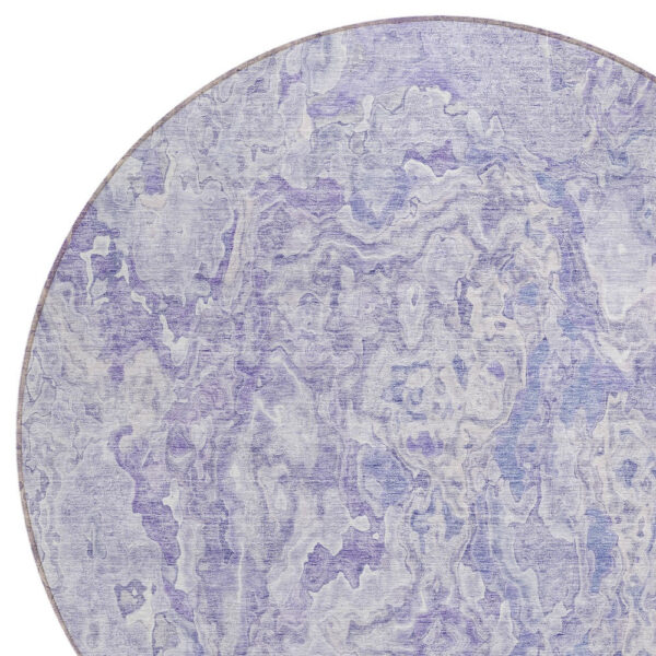 8' Plum Purple And Lavender Round Abstract Washable Indoor Outdoor Area Rug