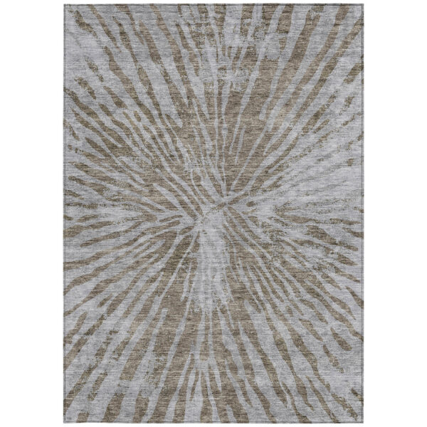 8' X 10' Brown And Gray Abstract Washable Indoor Outdoor Area Rug
