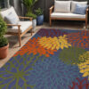 5' X 7' Blue Yellow and Green Indoor Outdoor Area Rug
