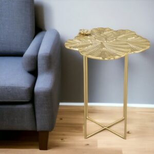 21" Gold Aluminum And Iron Cross Legs End Table