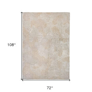 7' x 9' Beige and White Abstract Non Skid Area Rug