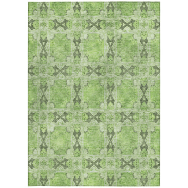 9' X 12' Green Floral Medallion Washable Non Skid Indoor Outdoor Area Rug