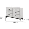 58" White Solid Wood Six Drawer Double Dresser