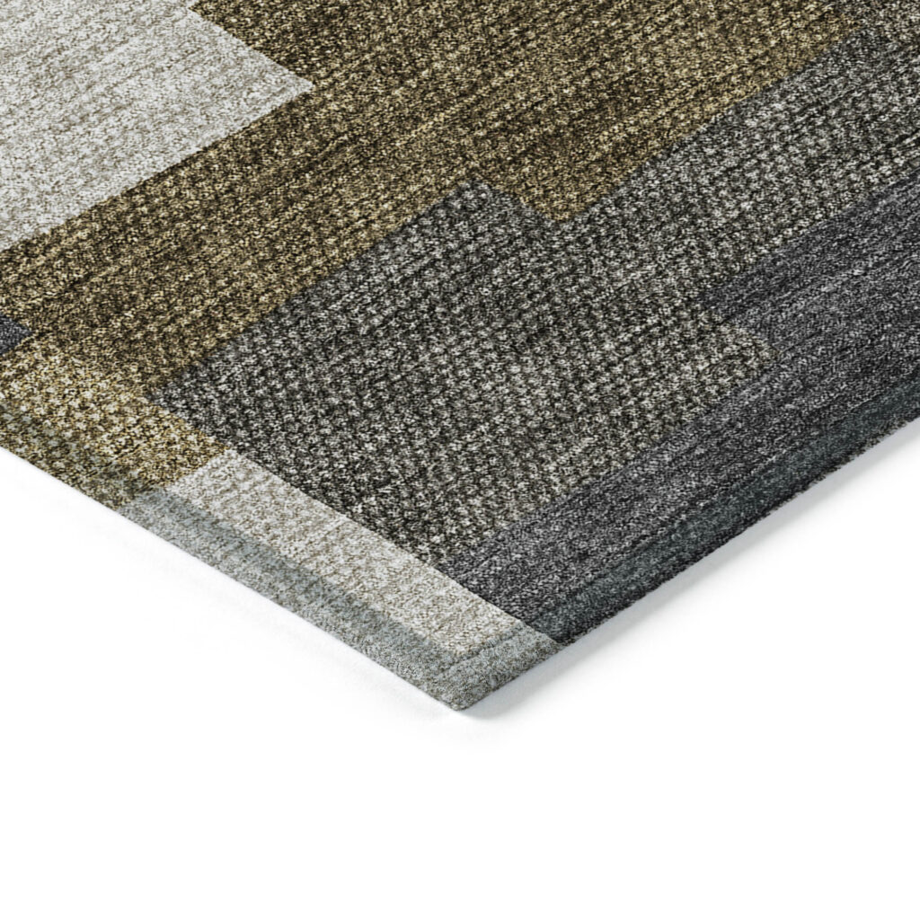 9' X 12' Brown Beige And Ivory Geometric Washable Indoor Outdoor Area Rug