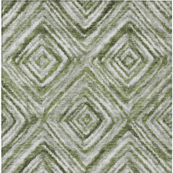 8' X 10' Artichoke Green Green And Sage Geometric Washable Indoor Outdoor Area Rug