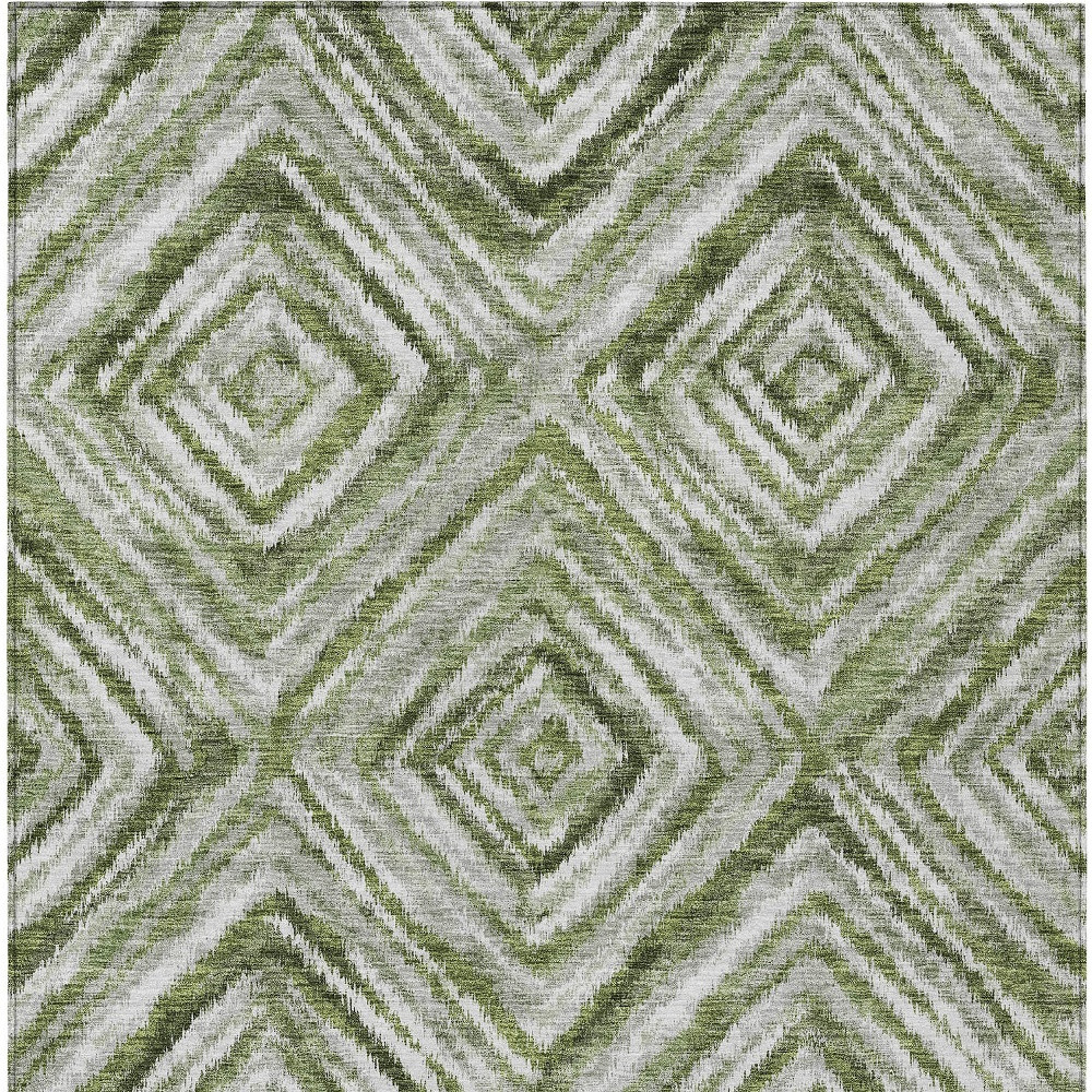 8' X 10' Artichoke Green Green And Sage Geometric Washable Indoor Outdoor Area Rug