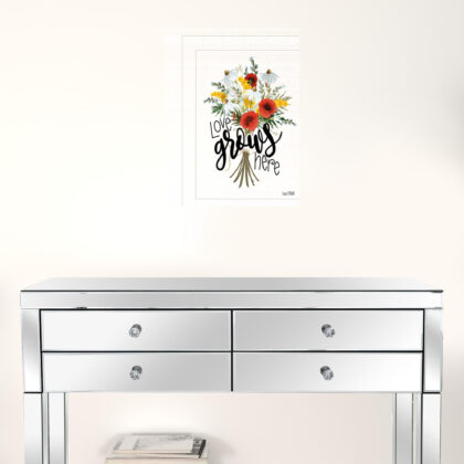 Love Grows Here 2 White Framed Print Wall Art