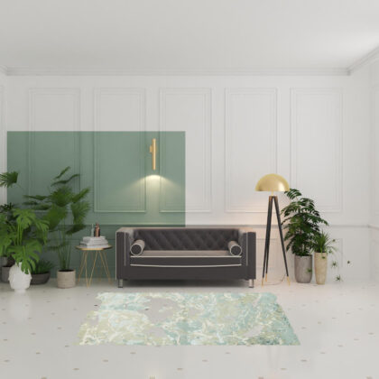 5' X 8' Sand Gray and Green Abstract Area Rug
