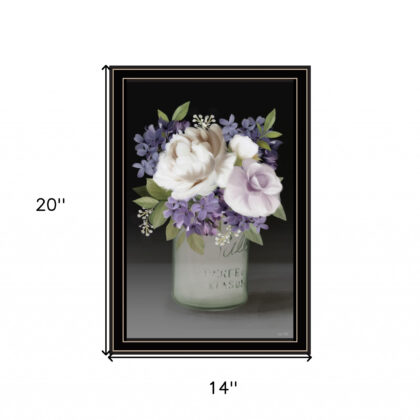Lilac Mason Jar Floral 1 Black Framed Print Wall Art