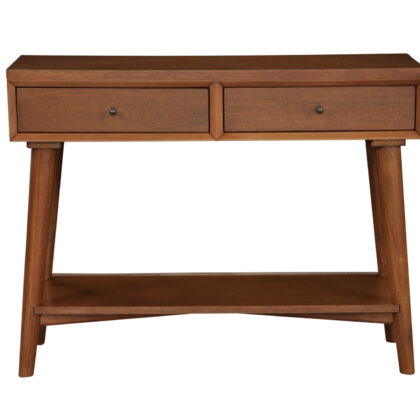 42" Brown Floor Shelf Console Table With Shelves And Drawers