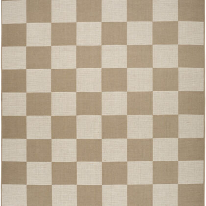 5' x 7' Natural and Ivory Geometric Power Loom Washable Non Skid Area Rug