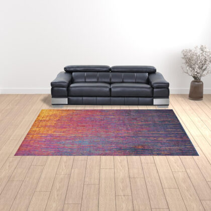 9' x 12' Fuchsia Abstract Power Loom Area Rug
