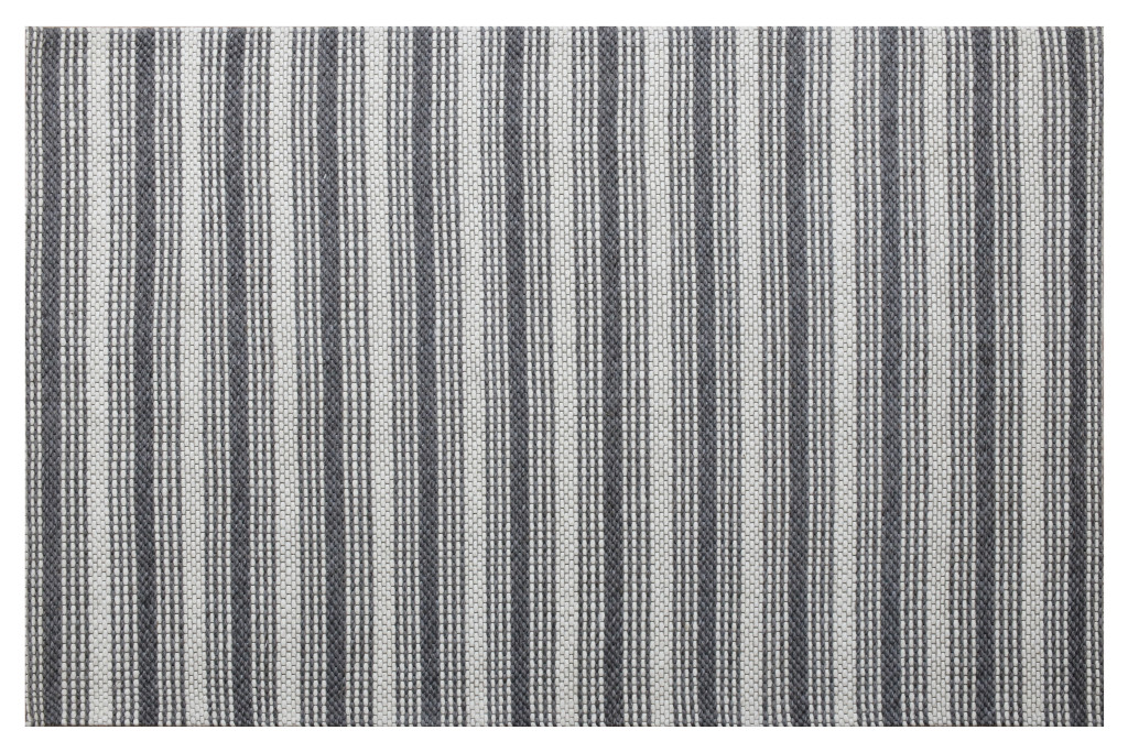 8' x 10' Gray and Ivory Striped Hand Woven Non Skid Area Rug