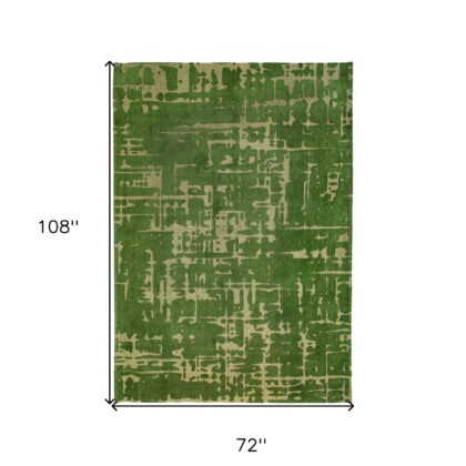 7' x 9' Green Abstract Non Skid Area Rug
