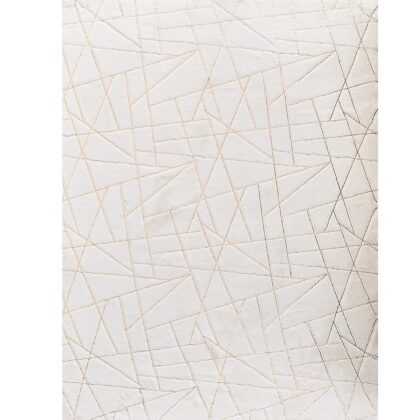 3' X 5' White and Gold Faux Fur Abstract Shag Non Skid Area Rug