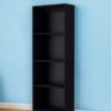 71" Black Four Tier Bookcase