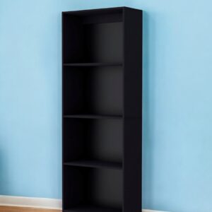 71" Black Four Tier Bookcase