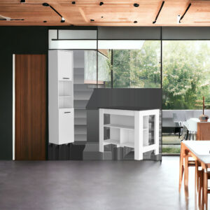 White And Dark Brown 41" Kitchen Island Set With Storage