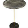 30" Black And Brown Solid Wood And Marble Round End Table