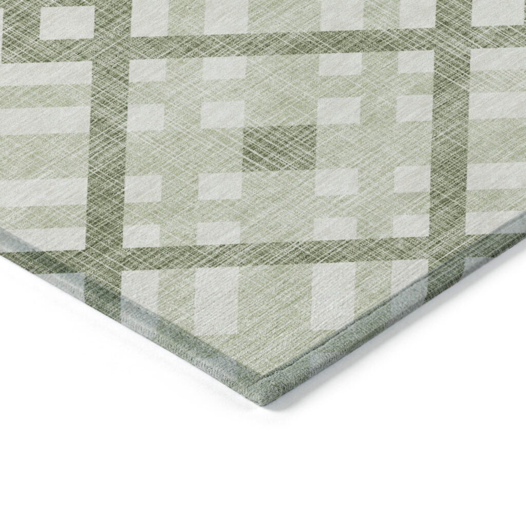 10' X 14' Artichoke Green And Olive Green Geometric Washable Indoor Outdoor Area Rug