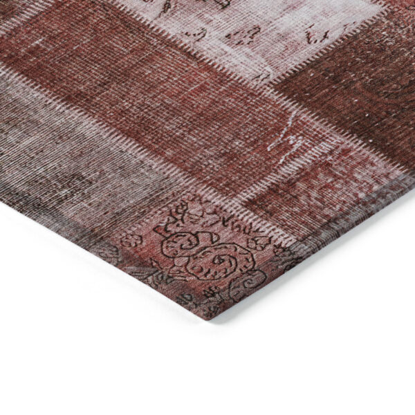 3' X 5' Burgundy Merlot And Blush Patchwork Washable Indoor Outdoor Area Rug