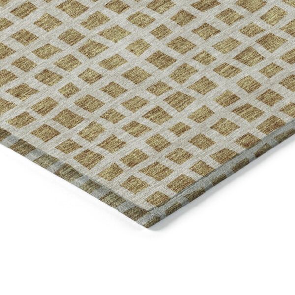 3' X 5' Gold And Beige Geometric Washable Indoor Outdoor Area Rug