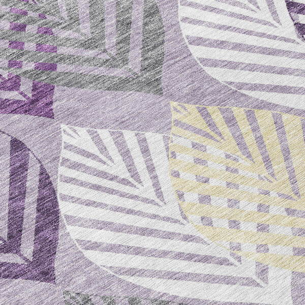 3' X 5' Purple Lavender And Beige Floral Washable Indoor Outdoor Area Rug
