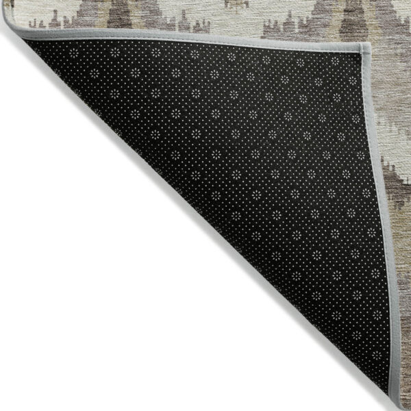 3' X 5' Beige Chocolate And Taupe Ikat Washable Indoor Outdoor Area Rug