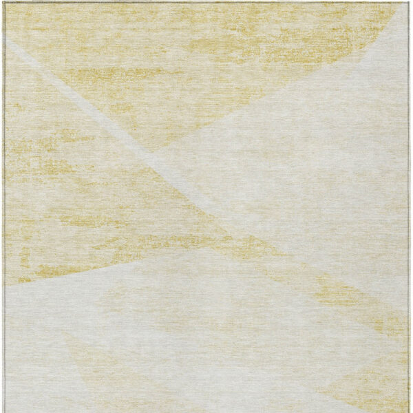 10' X 14' Gold Beige And Ivory Abstract Washable Indoor Outdoor Area Rug