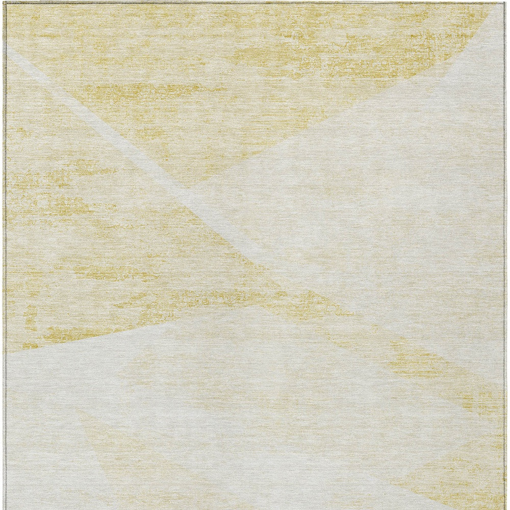 10' X 14' Gold Beige And Ivory Abstract Washable Indoor Outdoor Area Rug