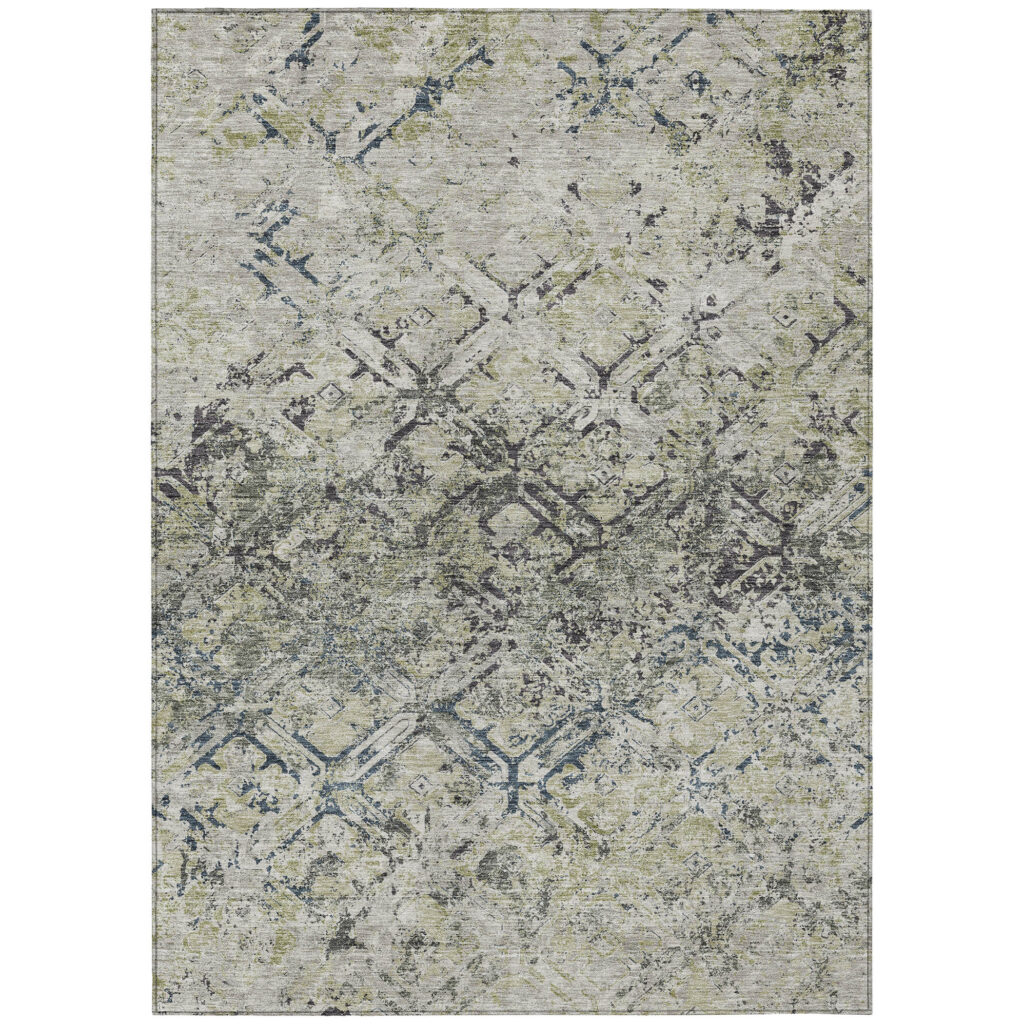 8' X 10' Silver Gray And Charcoal Geometric Washable Indoor Outdoor Area Rug