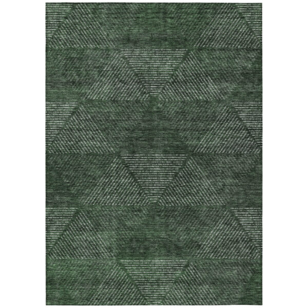 10' X 14' Fern Green And Emerald Geometric Washable Indoor Outdoor Area Rug