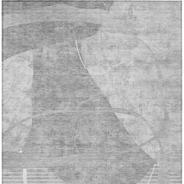 8' X 10' Gray Silver And Ivory Abstract Washable Indoor Outdoor Area Rug