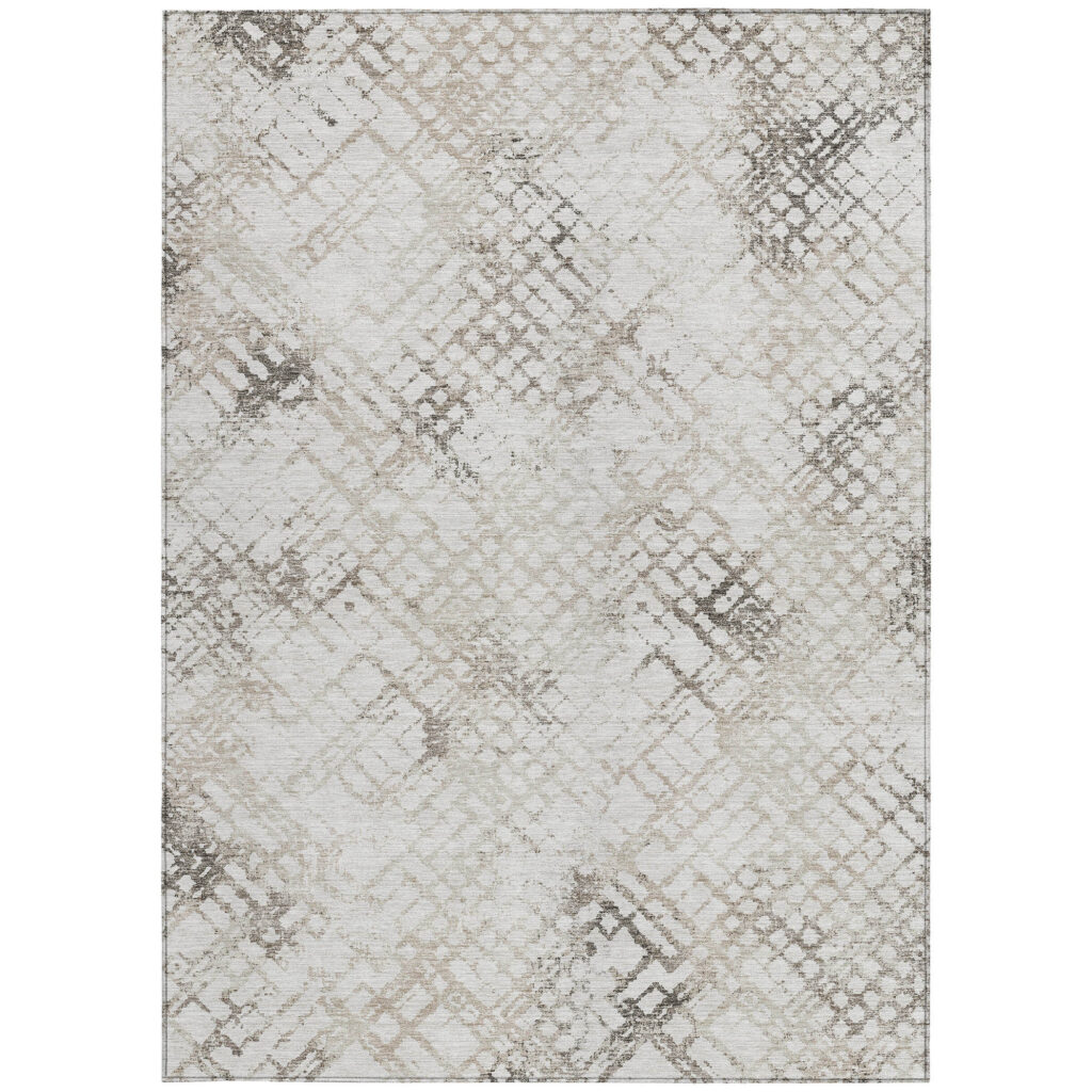 10' X 14' Taupe Beige And Brown Geometric Washable Indoor Outdoor Area Rug