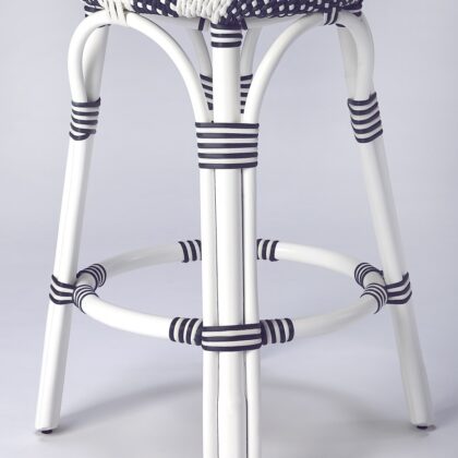 24" White Rattan Backless Counter Height Bar Chair