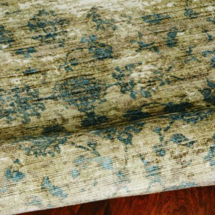3' X 5' Beige and Blue Floral Area Rug