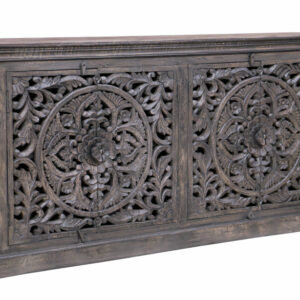 71" Distressed Gray Solid Wood Sideboard with Four Doors