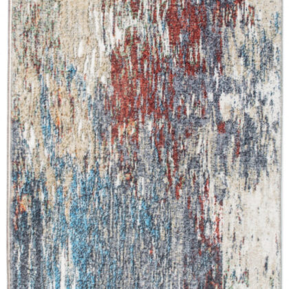 5' X 8' Blue And Beige Abstract Dhurrie Area Rug