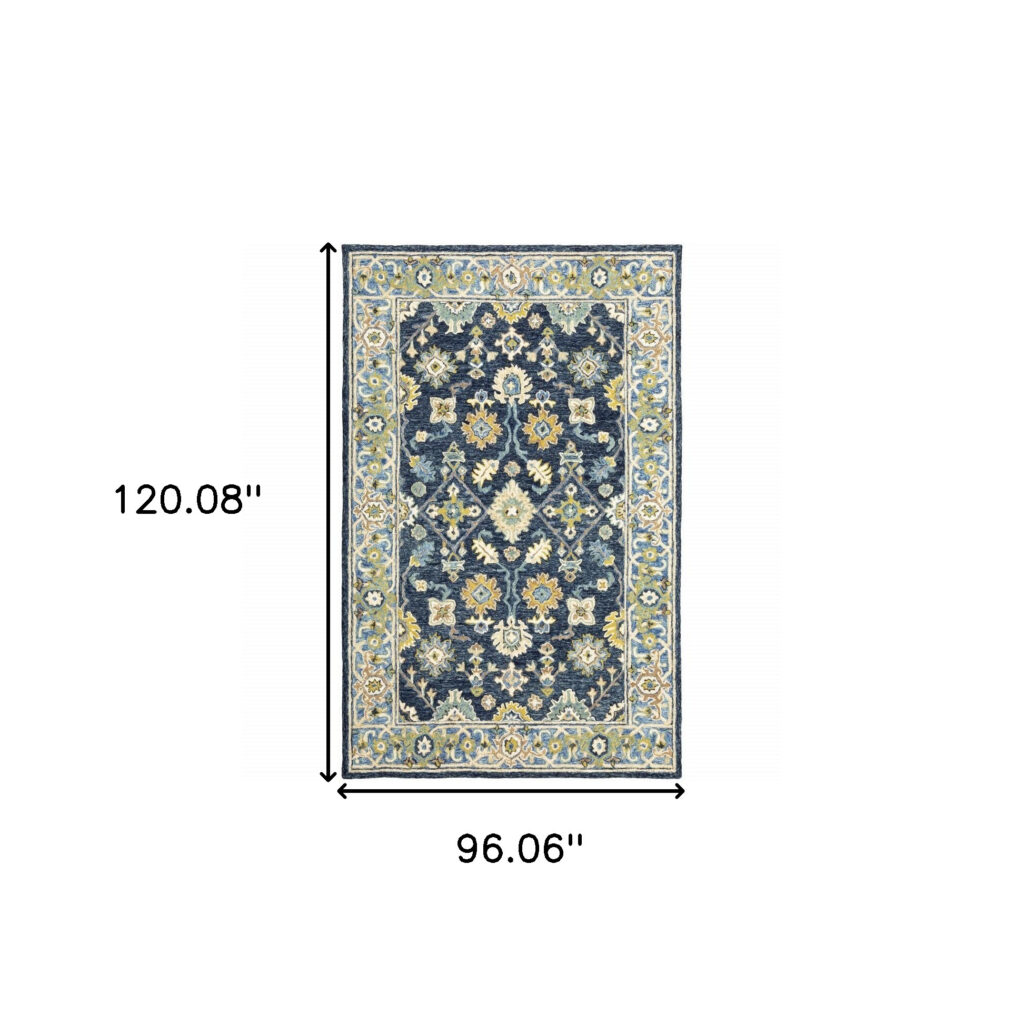 8'X10' Navy And Blue Bohemian Rug